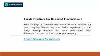 Create Timelines For Business  Timewebs.com