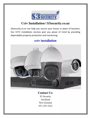 Cctv Installation | S3security.co.nz