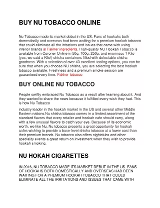 Buy NU TOBACCO Online