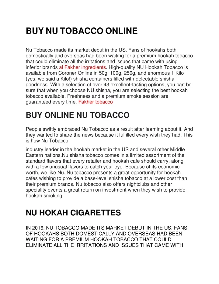buy nu tobacco online