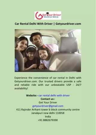 Car Rental Delhi With Driver  Getyourdriver.com