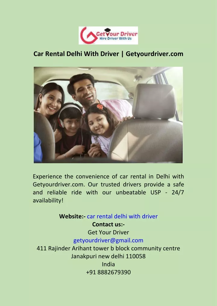 car rental delhi with driver getyourdriver com