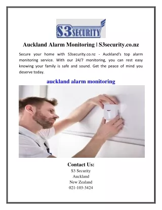 Auckland Alarm Monitoring | S3security.co.nz