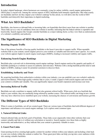 SEO Backlinks Demystified: Understanding Their Significance in Digital Marketing