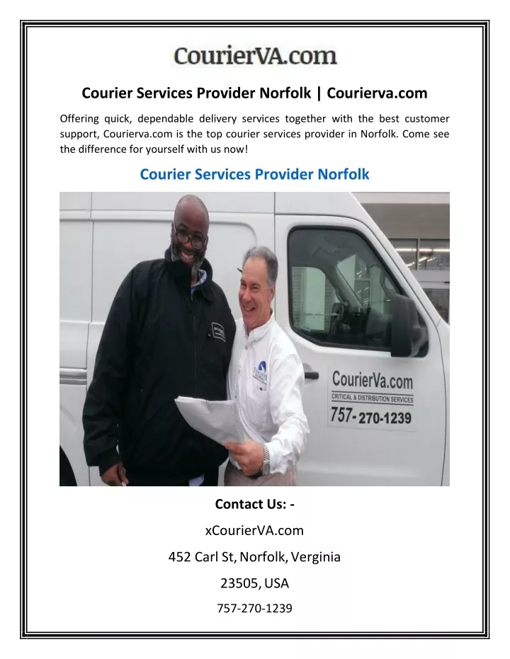 courier services provider norfolk courierva com