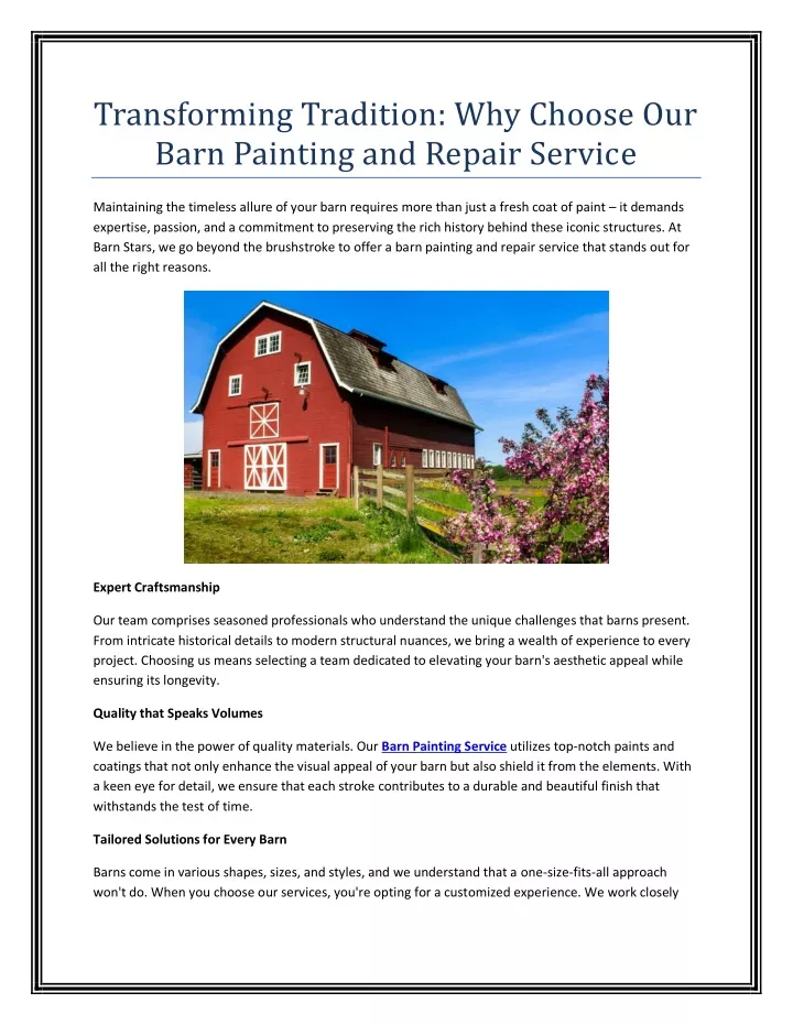 transforming tradition why choose our barn