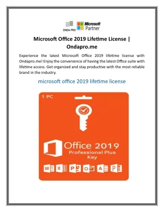 Microsoft Office 2019 Lifetime License  Ondapro.me