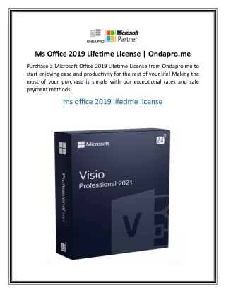 Ms Office 2019 Lifetime License  Ondapro.me