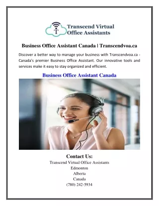 Business Office Assistant Canada | Transcendvoa.ca