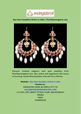 Buy Pearl Jewellery Online In India  Pearlsbymangatrai.com