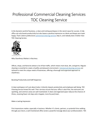 Professional Commercial Cleaning Services  TOC Cleaning Service