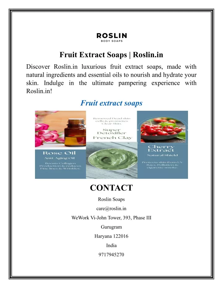 fruit extract soaps roslin in