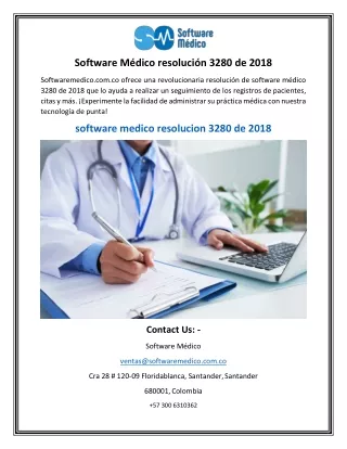 Software Médico resolución 3280 de 2018