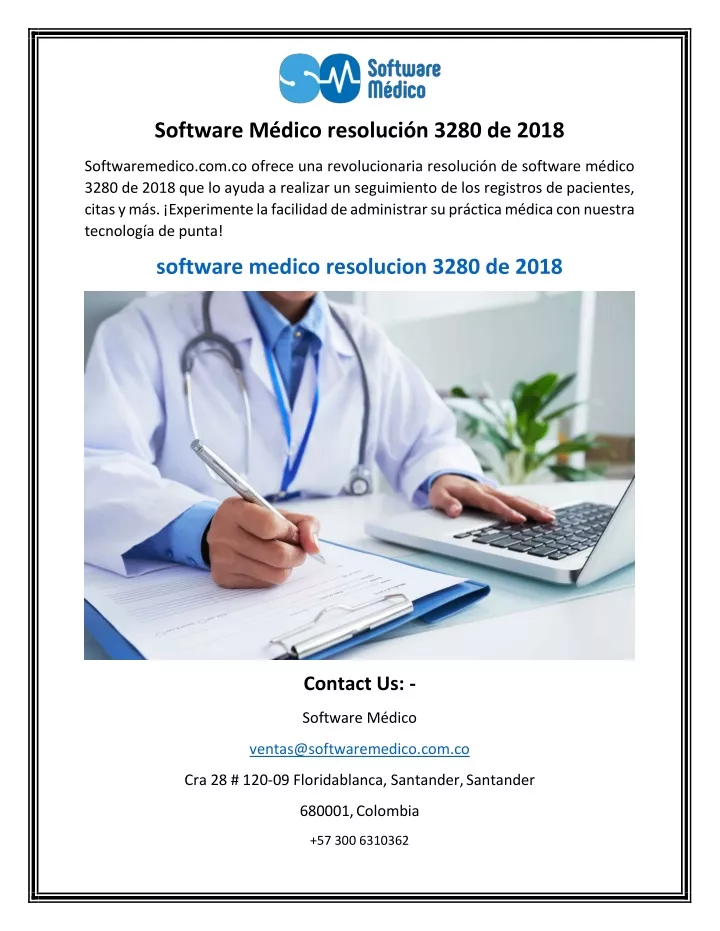 software m dico resoluci n 3280 de 2018