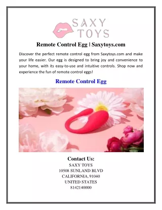 Remote Control Egg | Saxytoys.com