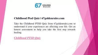 Childhood Ptsd Quiz  67goldenrules.com