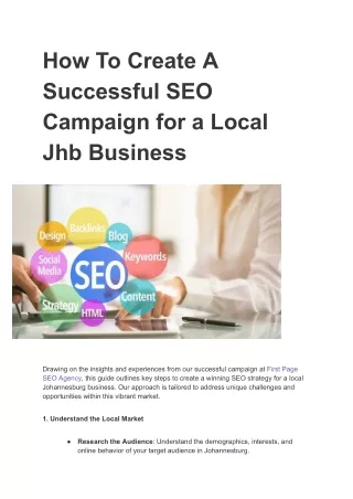 How To Create A Successful SEO Campaign for a Local Jhb Business