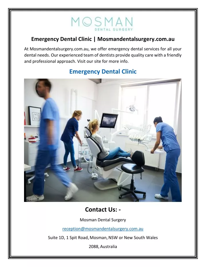 emergency dental clinic mosmandentalsurgery com au