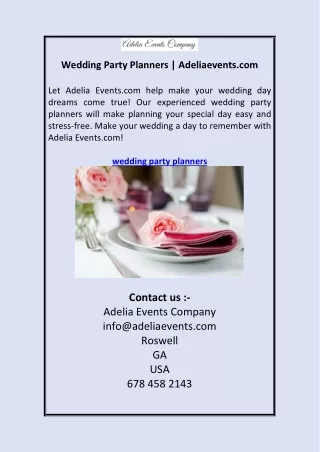 Wedding Party Planners  Adeliaevents.com