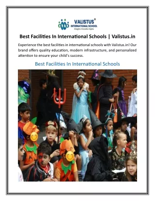 Best Facilities In International Schools  Valistus.in