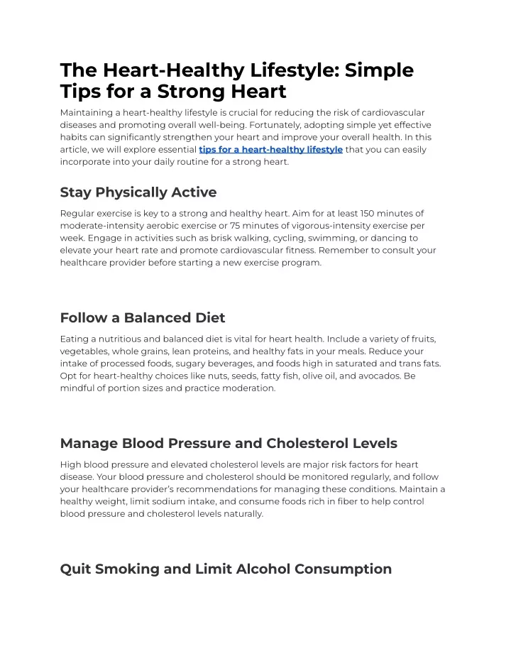 the heart healthy lifestyle simple tips