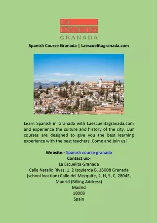 Spanish Course Granada  Laescuelitagranada.com