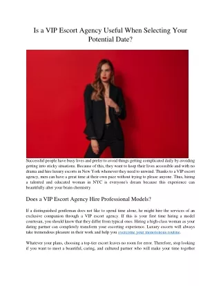 is a vip escort agency useful when selecting your
