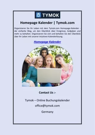 Homepage Kalender Tymok.com