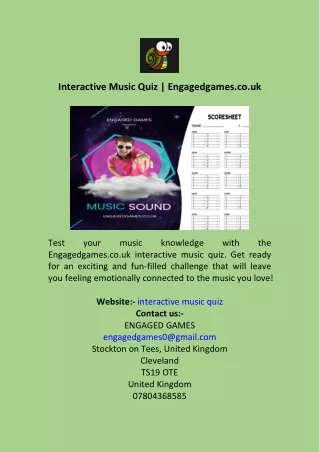 Interactive Music Quiz  Engagedgames.co.uk