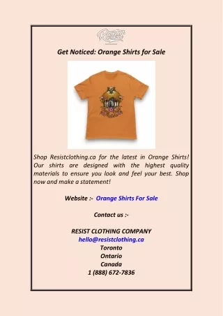 Orange Shirts For Sale