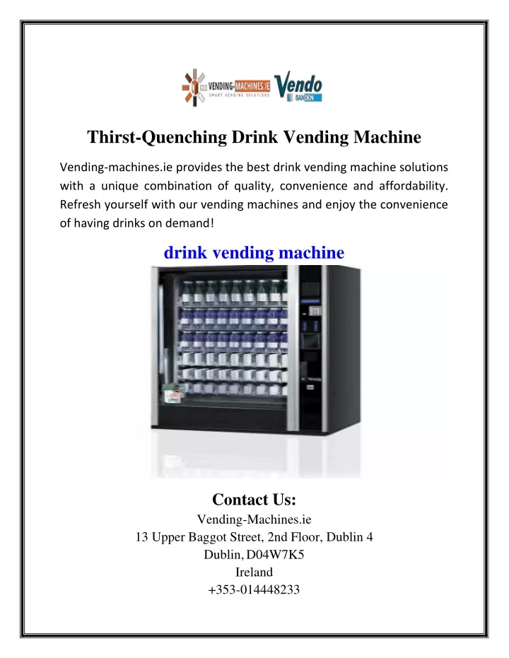 thirst quenching drink vending machine