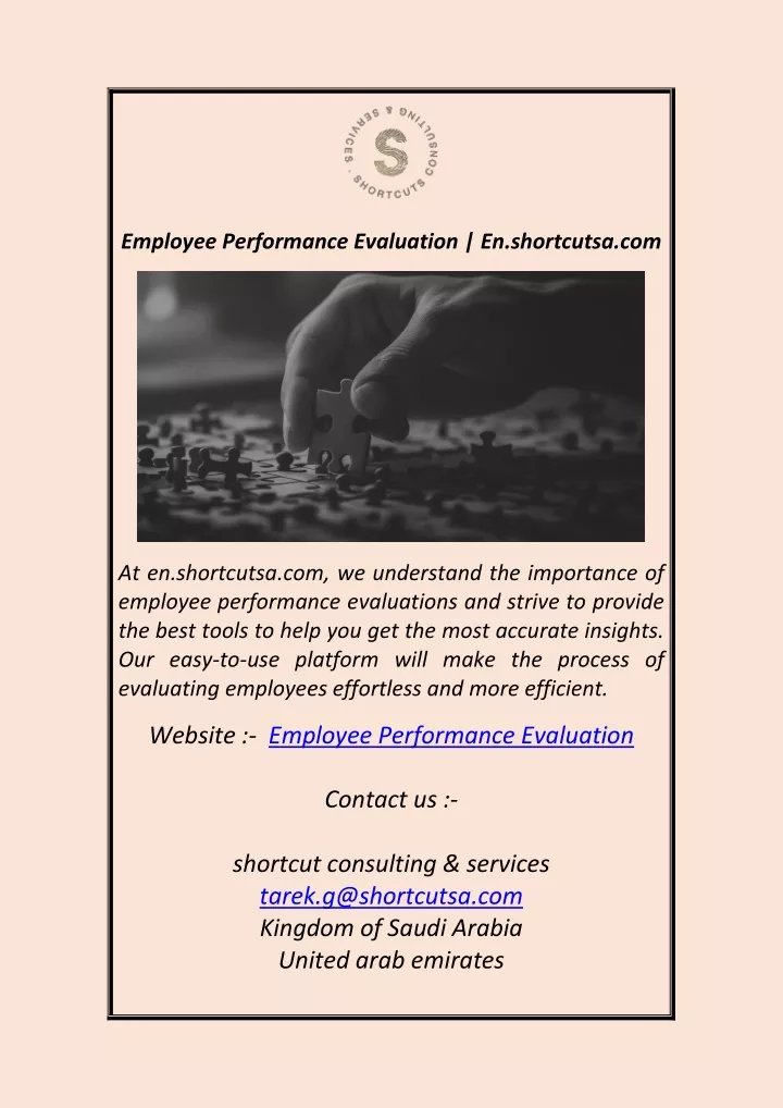 employee performance evaluation en shortcutsa com