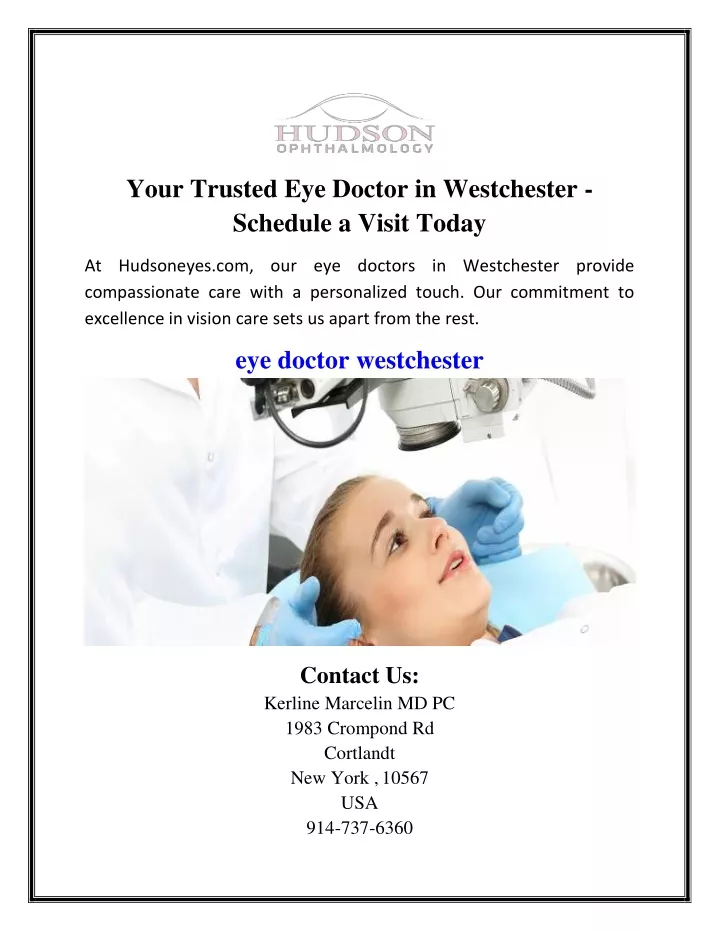 your trusted eye doctor in westchester schedule