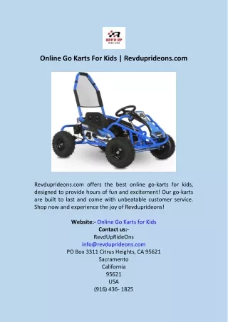 Online Go Karts For Kids  Revduprideons.com