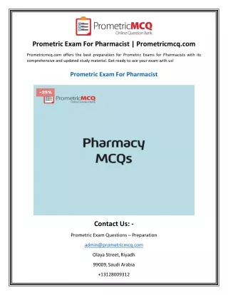 Prometric Exam For Pharmacist