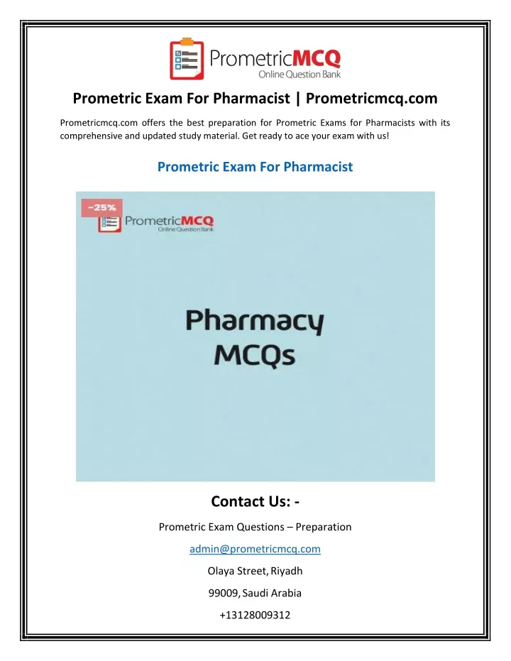 prometric exam for pharmacist prometricmcq com