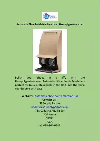 Automatic Shoe Polish Machine Usa Ussupplypartner.com