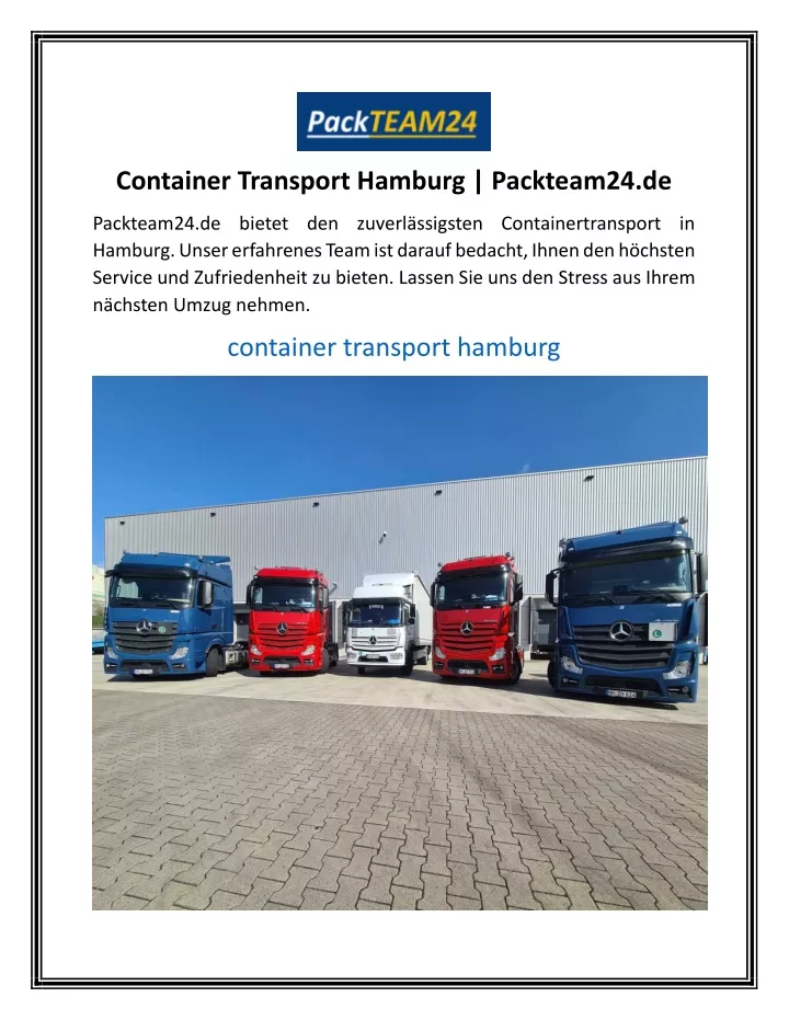 container transport hamburg packteam24 de