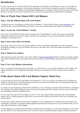 Simon Gift Card Balance Inquiry Made Easy: Step-by-Step Guide