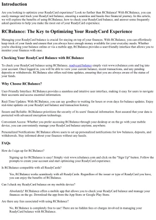 RCBalance: The Key to Optimizing Your ReadyCard Experience