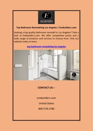 Top Bathroom Remodeling Los Angeles Enebuilders.com