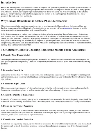 The Ultimate Guide to Choosing Rhinestone Mobile Phone Accessories