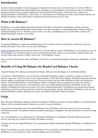 ReadyCard Balance Check with RCBalance: A Seamless Experience