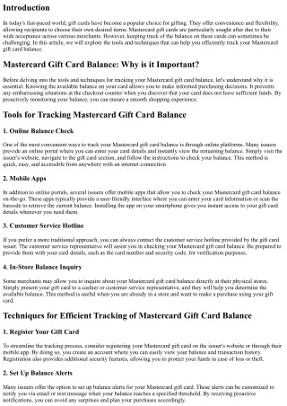 Mastercard Gift Cards Balance: Tools and Techniques for Efficient Tracking