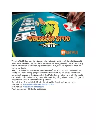 Stud Poker tại 88betvui: Kinh Nghiệm Từ Cao Thủ