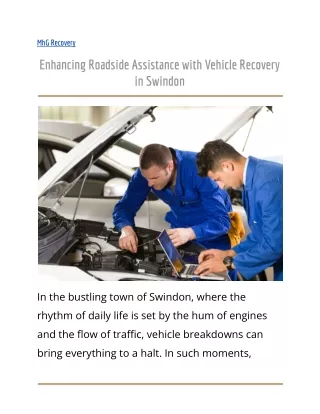 Enhancing Roadside Assistance with Vehicle Recovery in Swindon