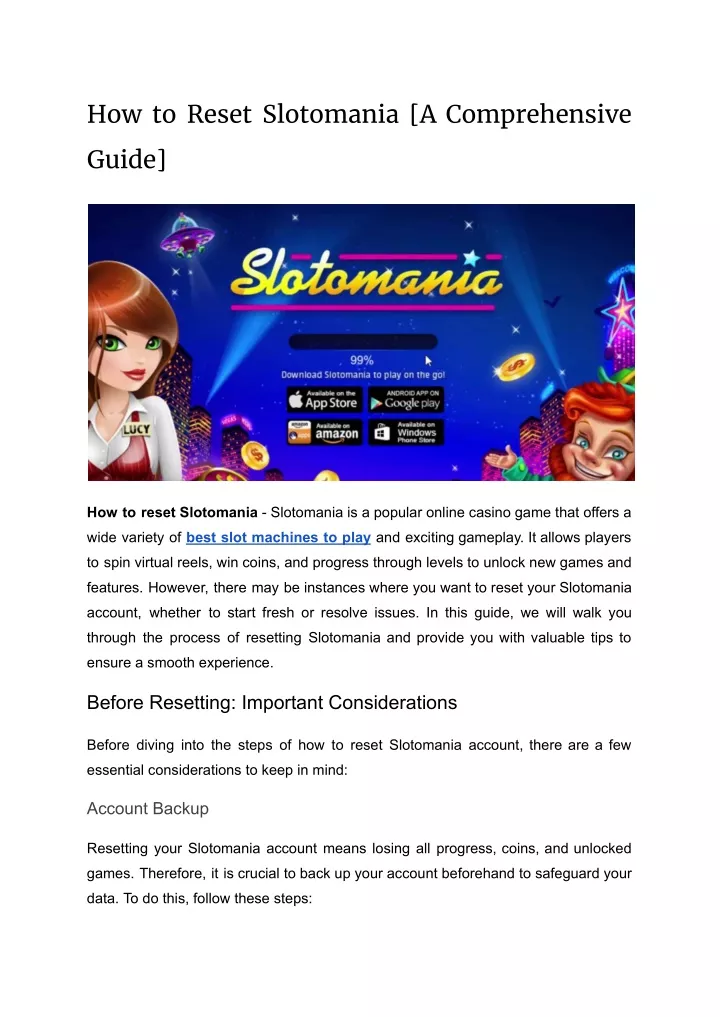 how to reset slotomania a comprehensive