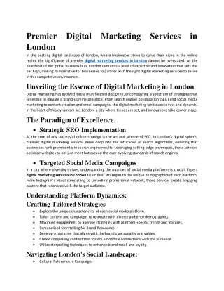 1-23novPremier Digital Marketing Services in London