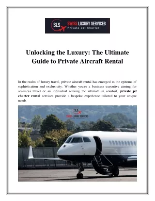 The Ultimate Guide to Private Aircraft Rental