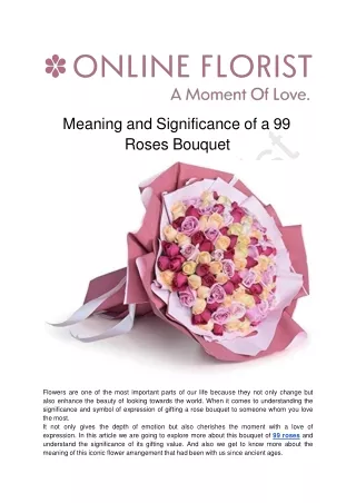 Meaning and Significance of a 99 Roses Bouquet